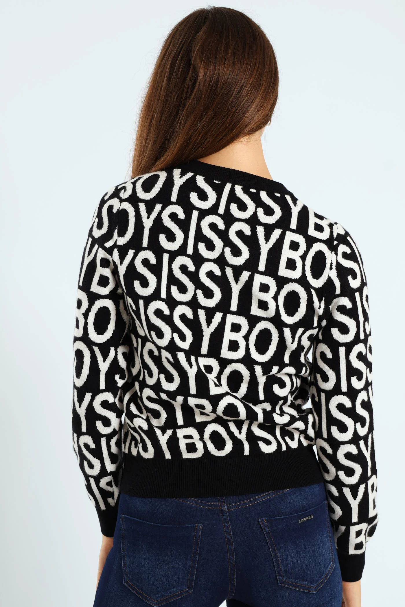 Contrasted Logo Knit Sweater - Black/White - Image 4