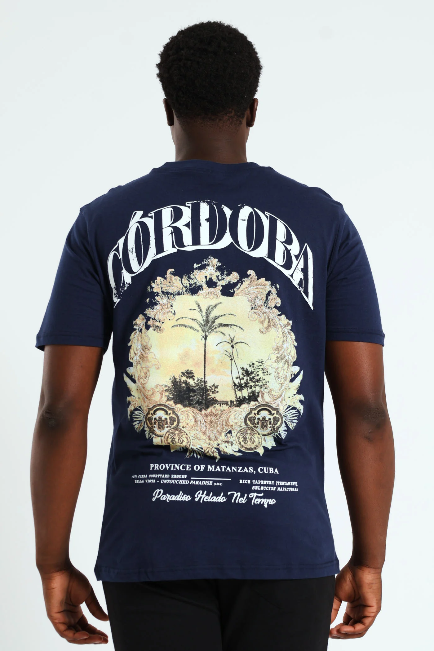 Cordoba Front & Back Print Tee - Navy - Image 2