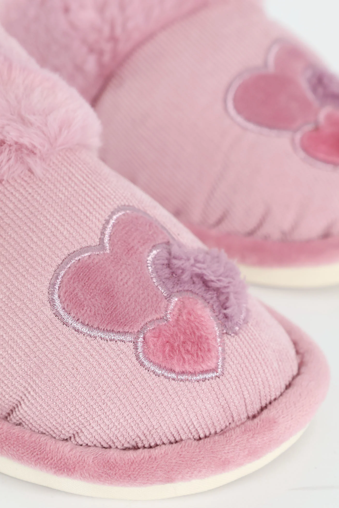 Cordoroy Slipper With Applique - Mauve - Image 2