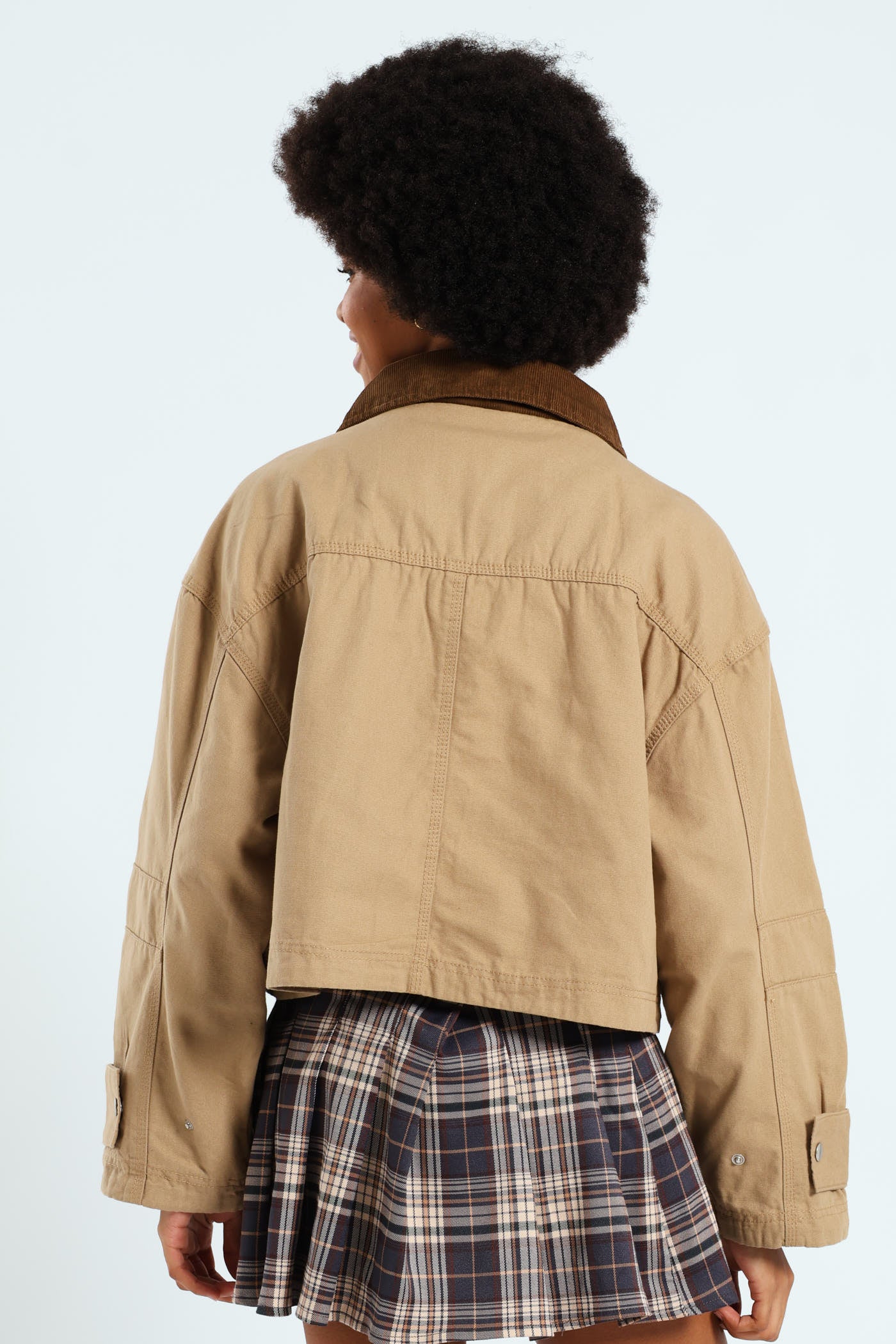 Corduroy Collar Utility Jacket - Stone - Image 4