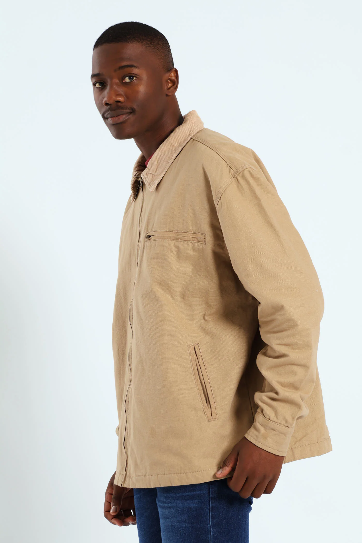 Corduroy Collar Worker Jacket - Taupe - Image 4