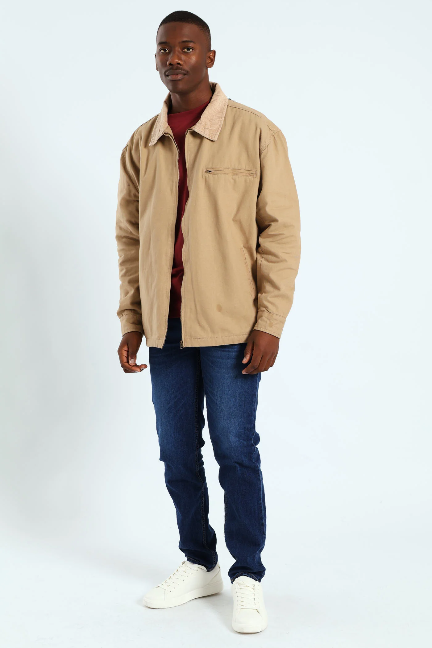 Corduroy Collar Worker Jacket - Taupe - Image 7