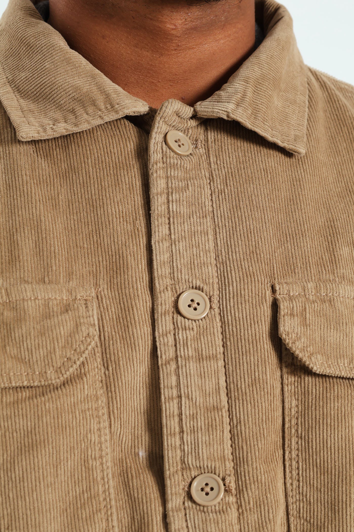 Corduroy Flap Pocket Shacket - Taupe - Image 2