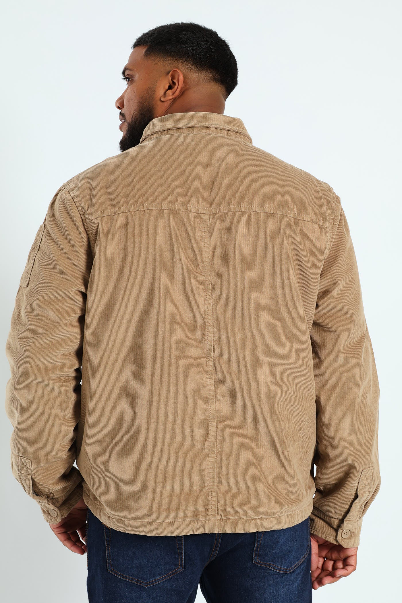 Corduroy Flap Pocket Shacket - Taupe - Image 4