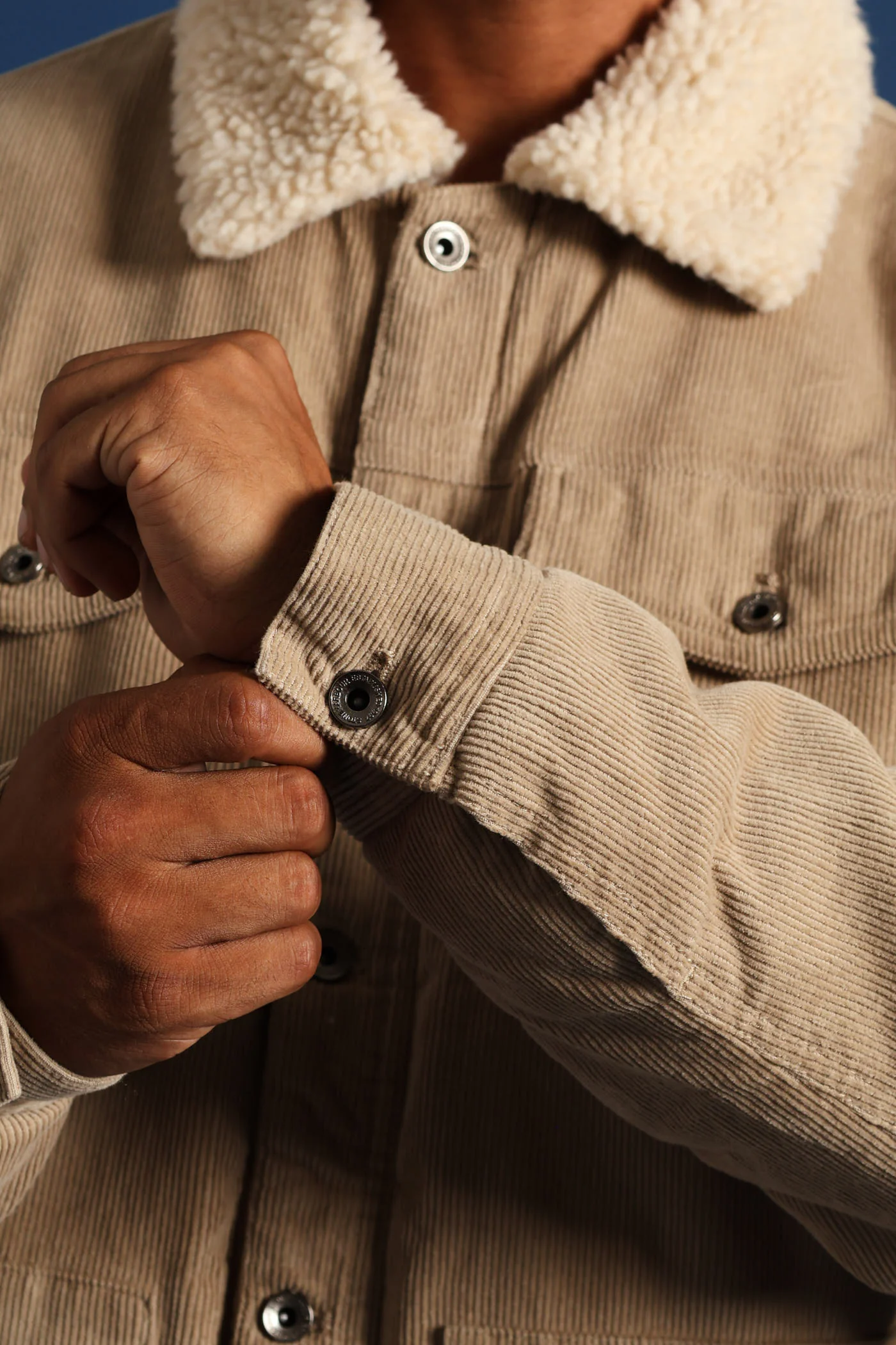Corduroy Sherpa Trucker Jacket - Taupe - Image 11