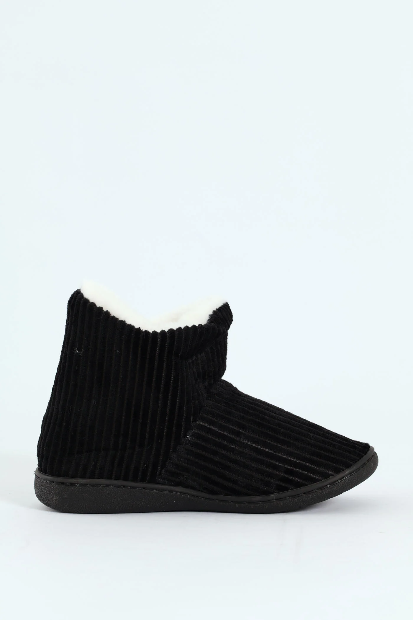 Corduroy Slipper Bootie With Pompoms - Black - Image 3