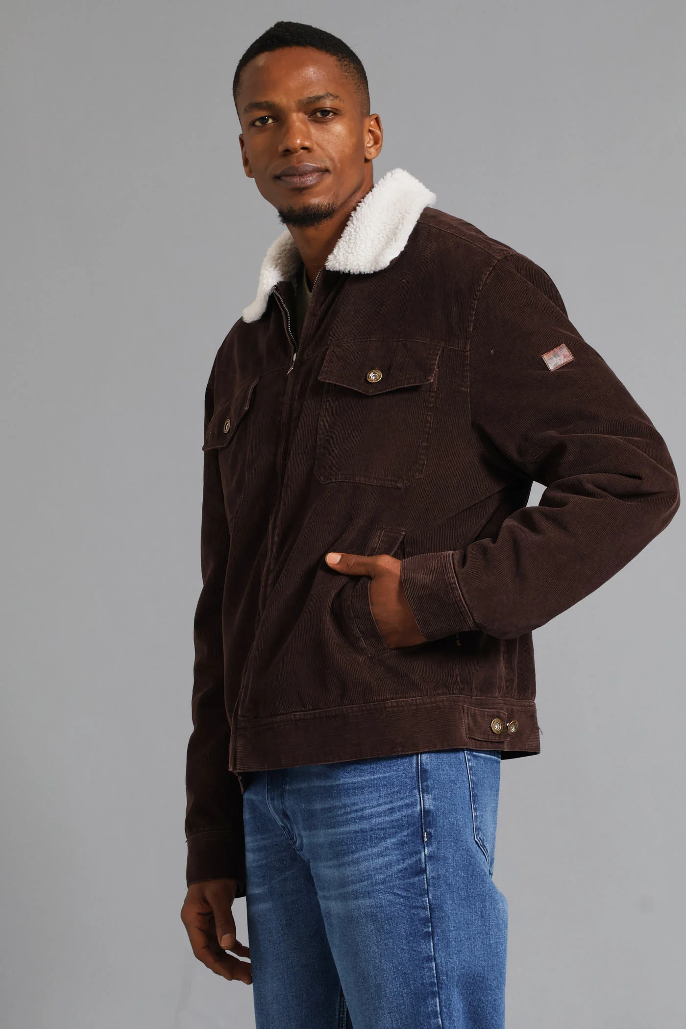 Corduroy Trucker Jacket - Chocolate - Image 3