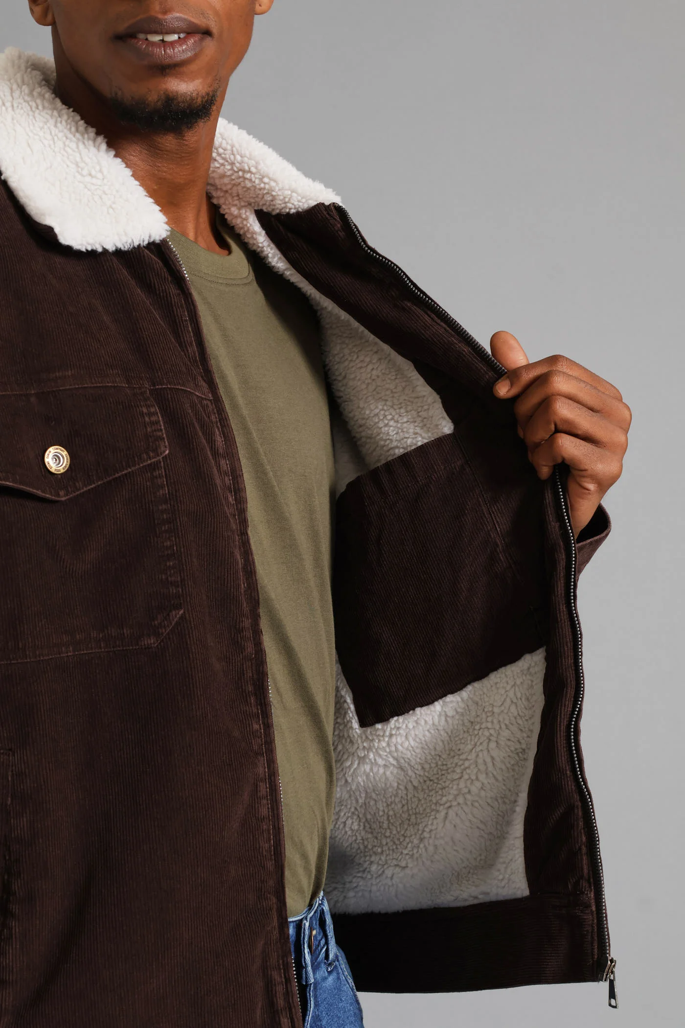 Corduroy Trucker Jacket - Chocolate - Image 7
