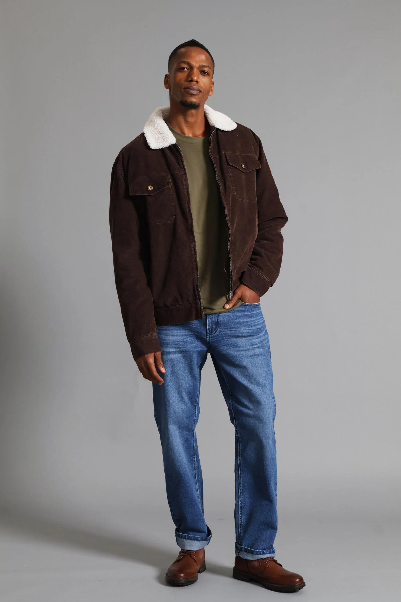 Corduroy Trucker Jacket - Chocolate - Image 8