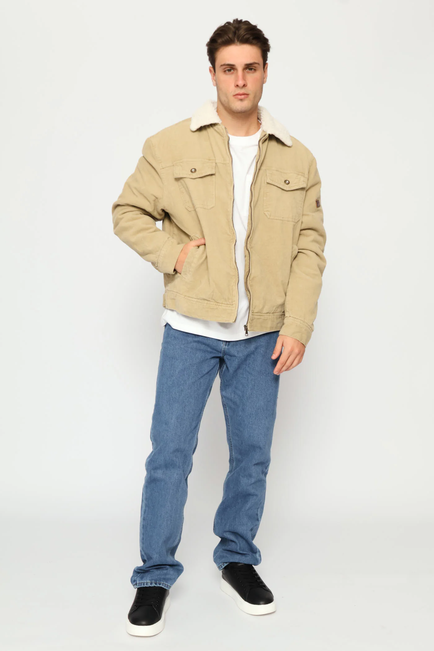 Corduroy Trucker Jacket - Taupe - Image 10