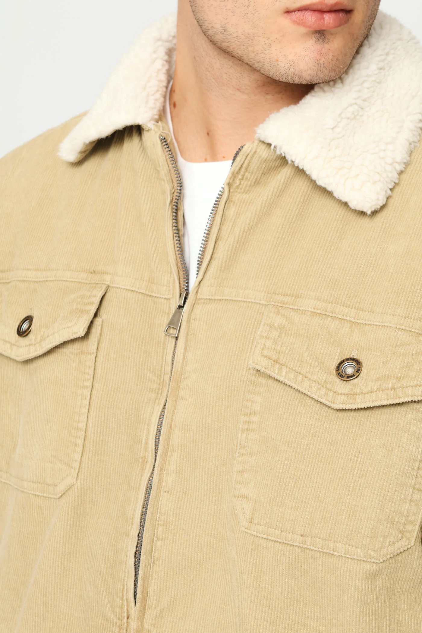 Corduroy Trucker Jacket - Taupe - Image 2