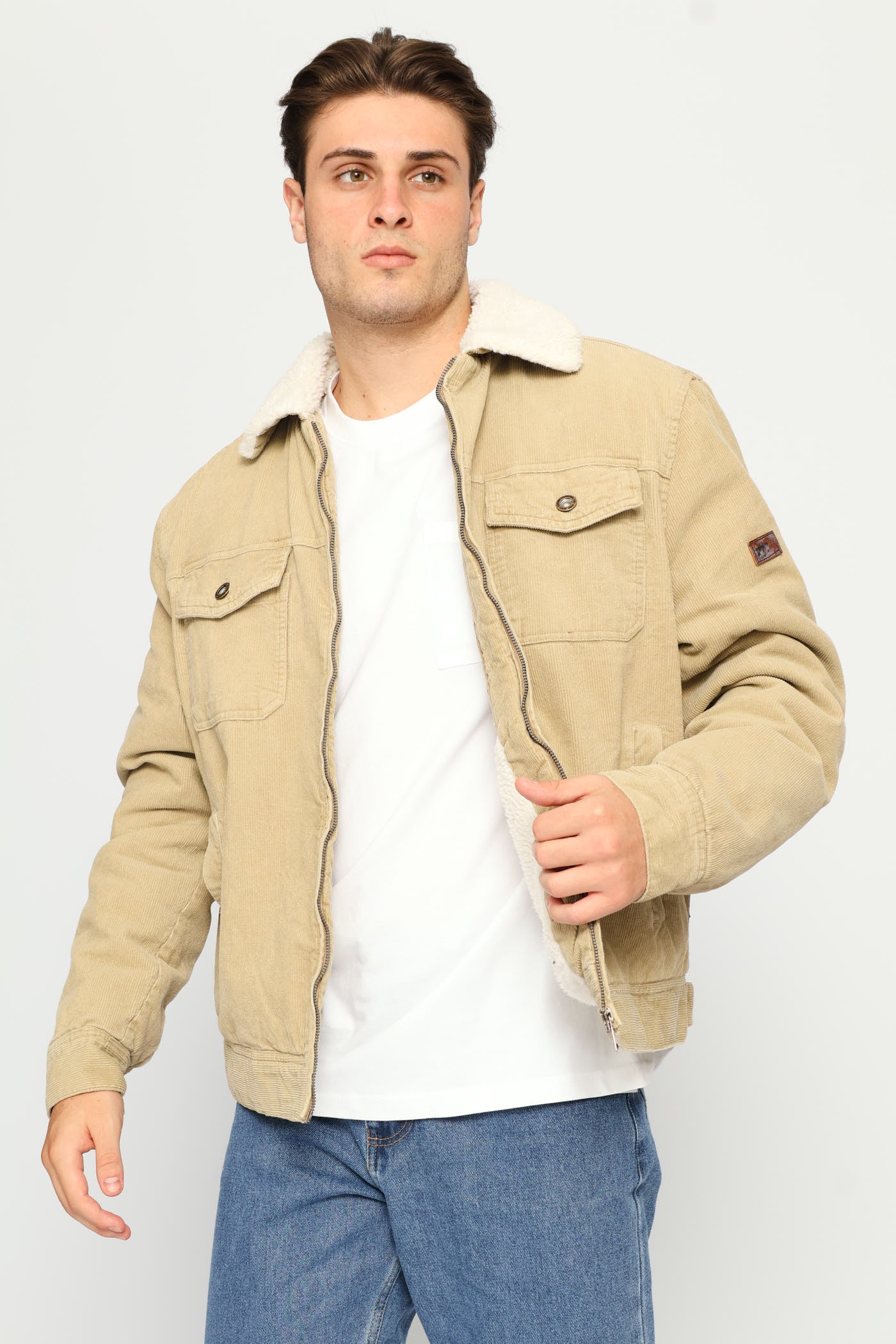 Corduroy Trucker Jacket - Taupe - Image 3