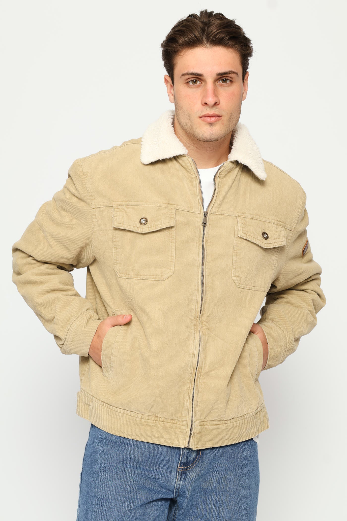 Corduroy Trucker Jacket - Taupe - Image 4