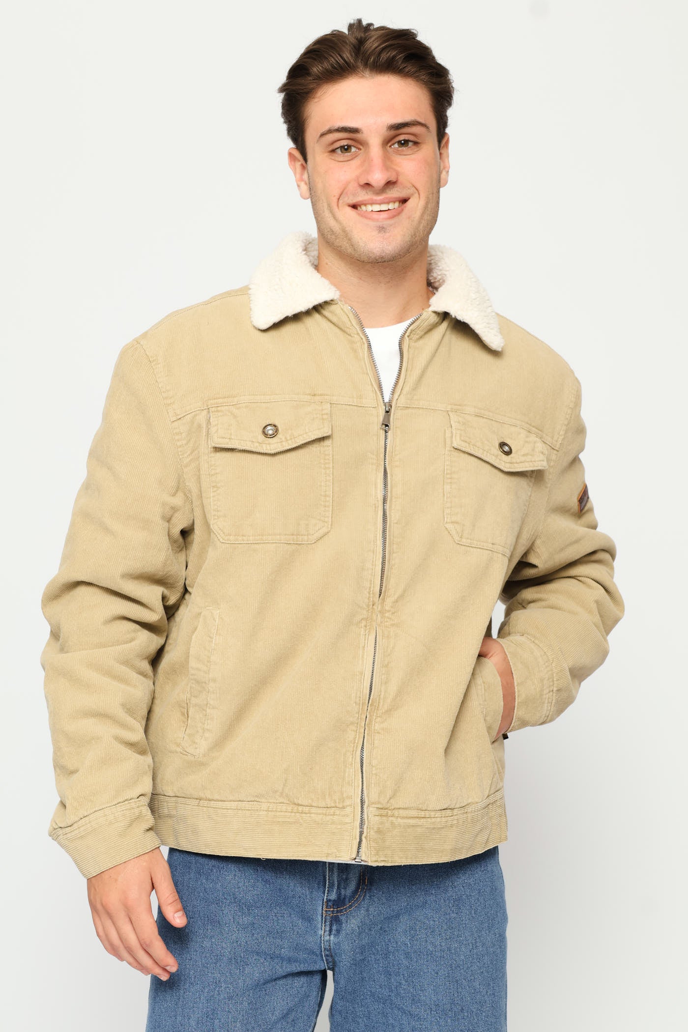 Corduroy Trucker Jacket - Taupe - Image 5
