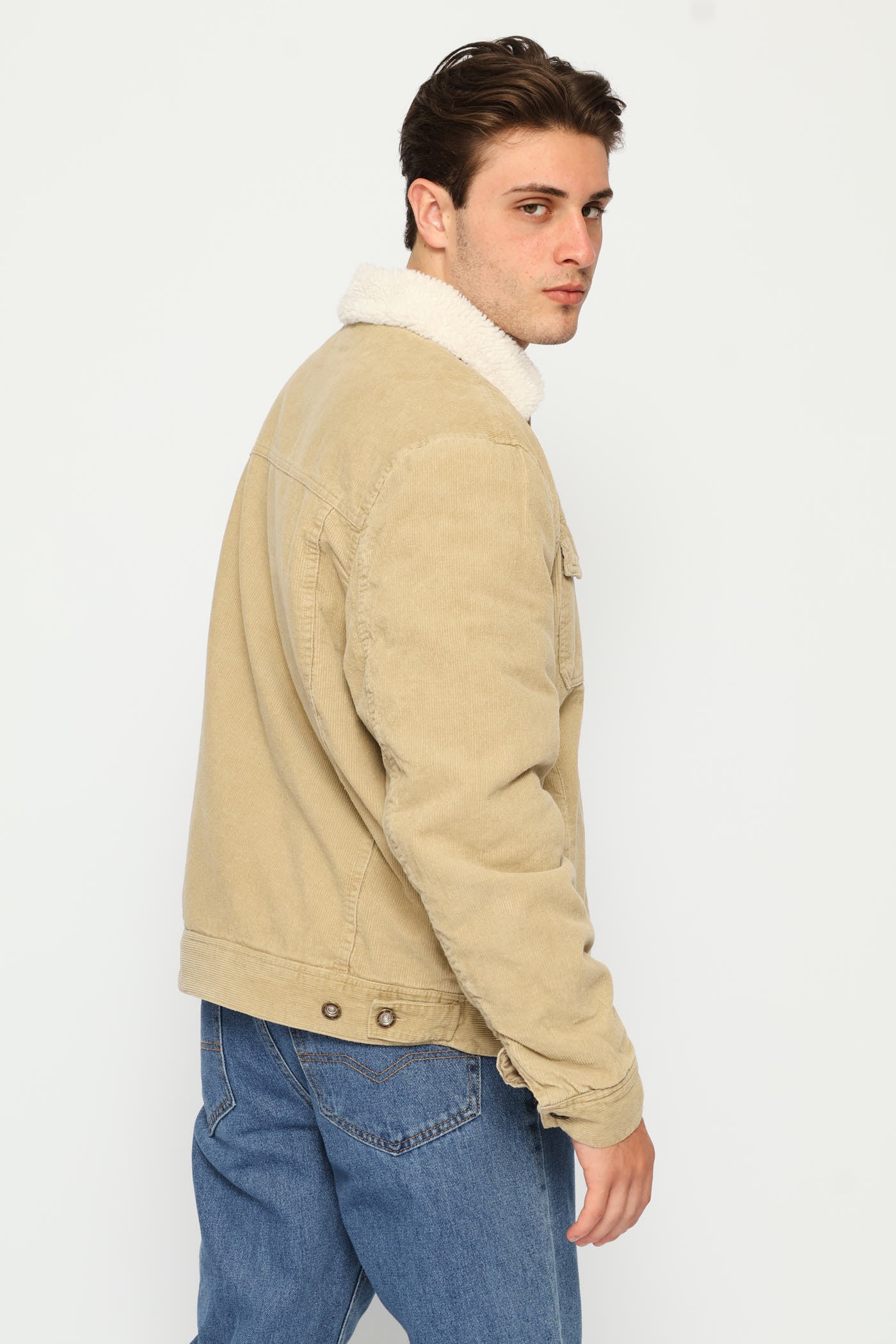 Corduroy Trucker Jacket - Taupe - Image 8