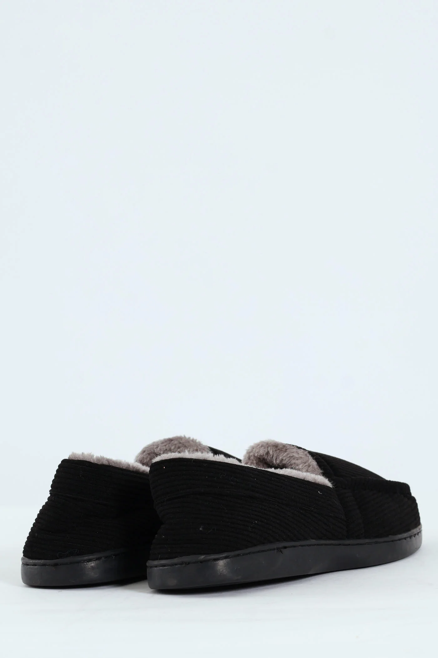 Corduroy Upper Closed Back Comfort Slipper - Black - Image 4