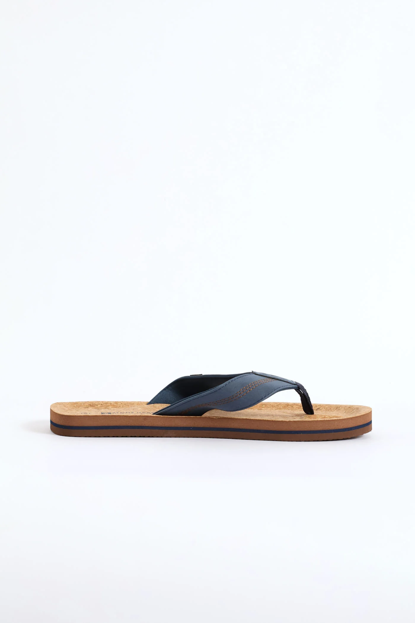 Cork Footbed Upper Wide Vamp Sandal - Navy - Image 3