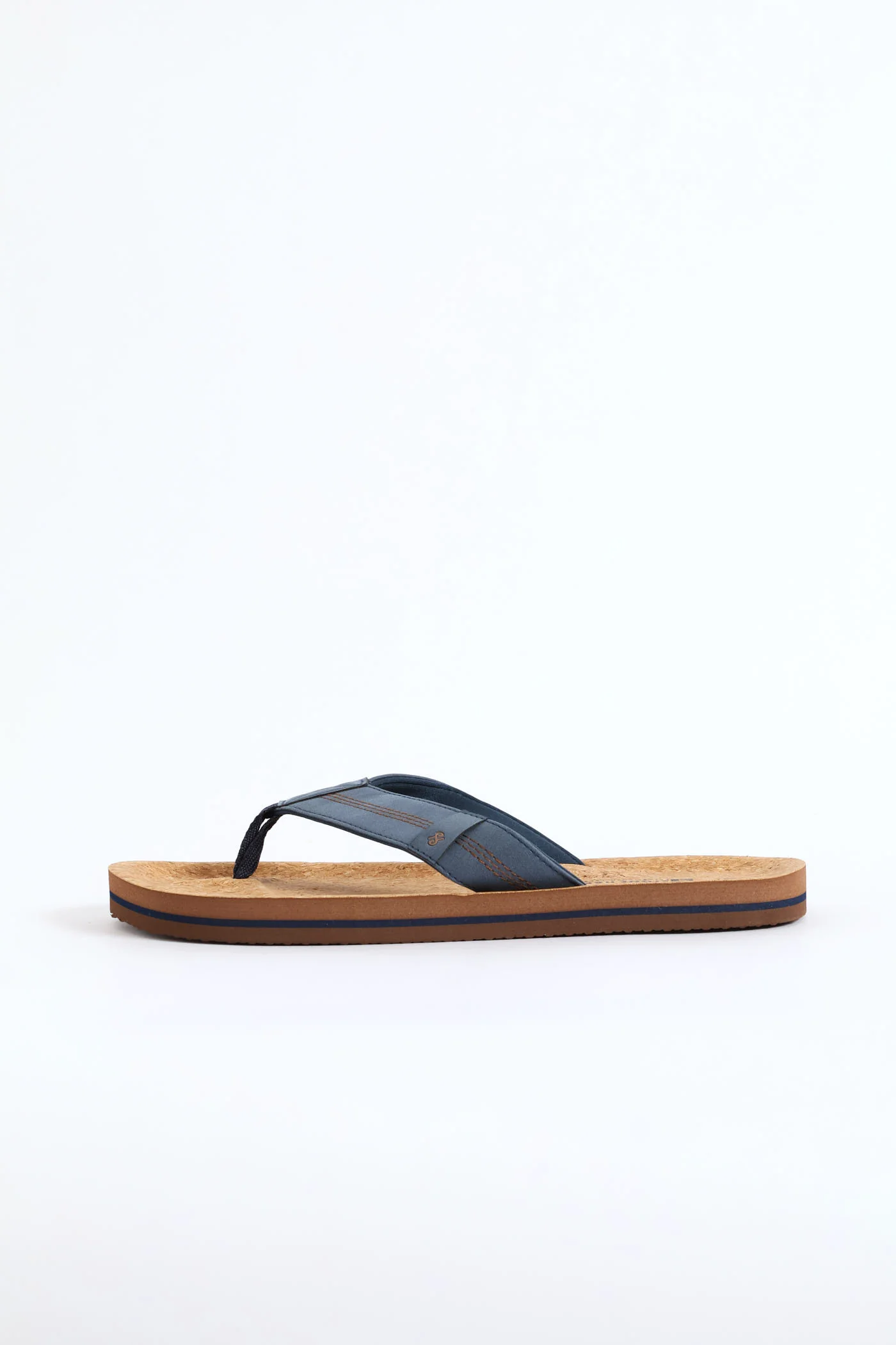 Cork Footbed Upper Wide Vamp Sandal - Navy - Image 4