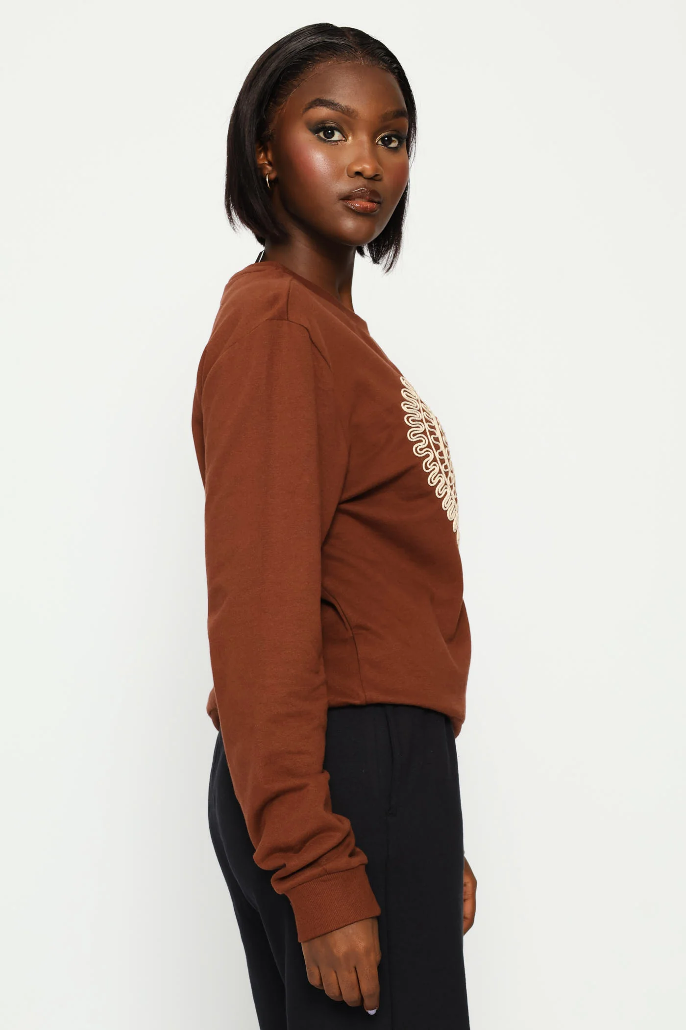 Cornelli Heart Pullover - Chocolate - Image 3