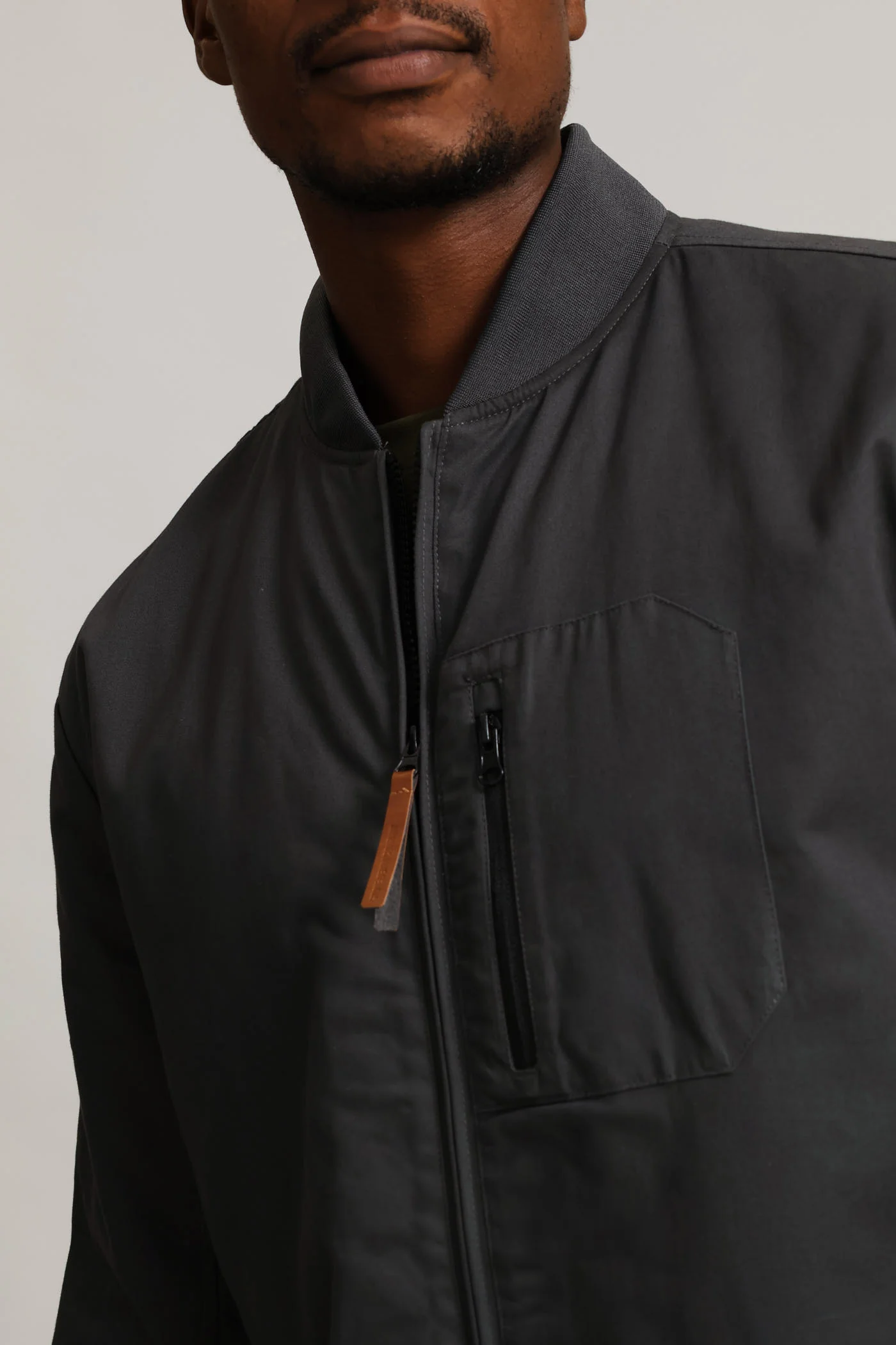 Cotton Bomber Zip Pocket - Charcoal - Image 4