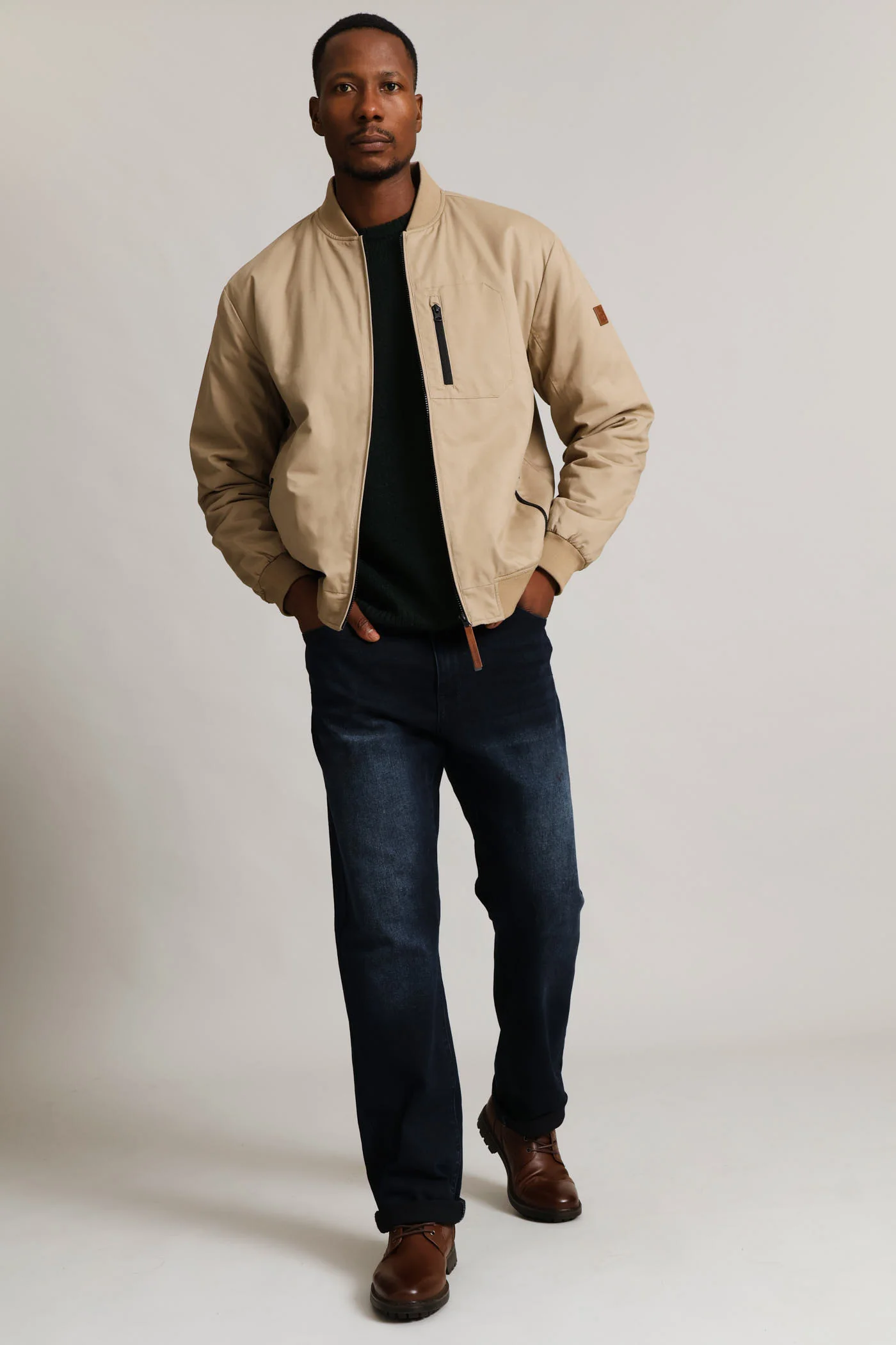 Cotton Bomber Zip Pocket - Taupe - Image 7