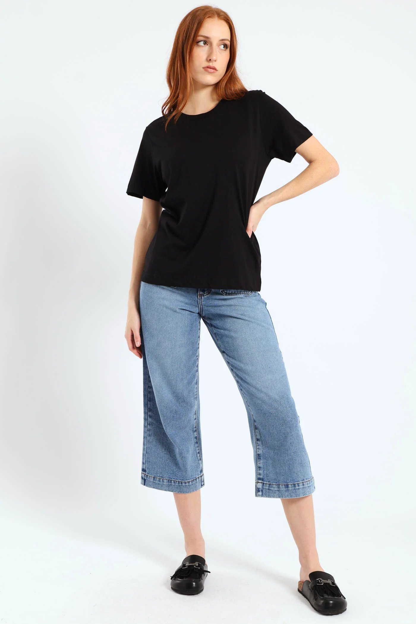 Cotton Boxy Tee - Black - Image 4