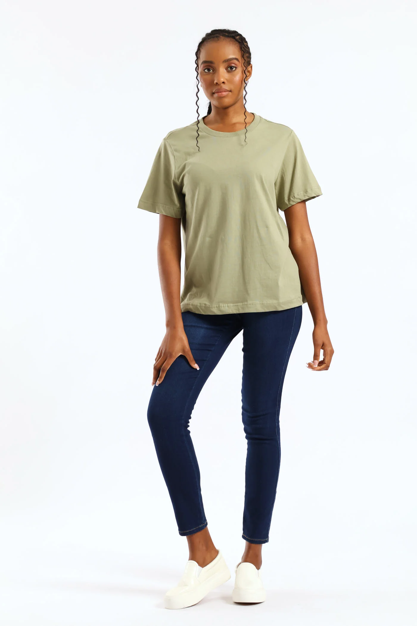 Cotton Boxy Tee - Swamp Green - Image 2