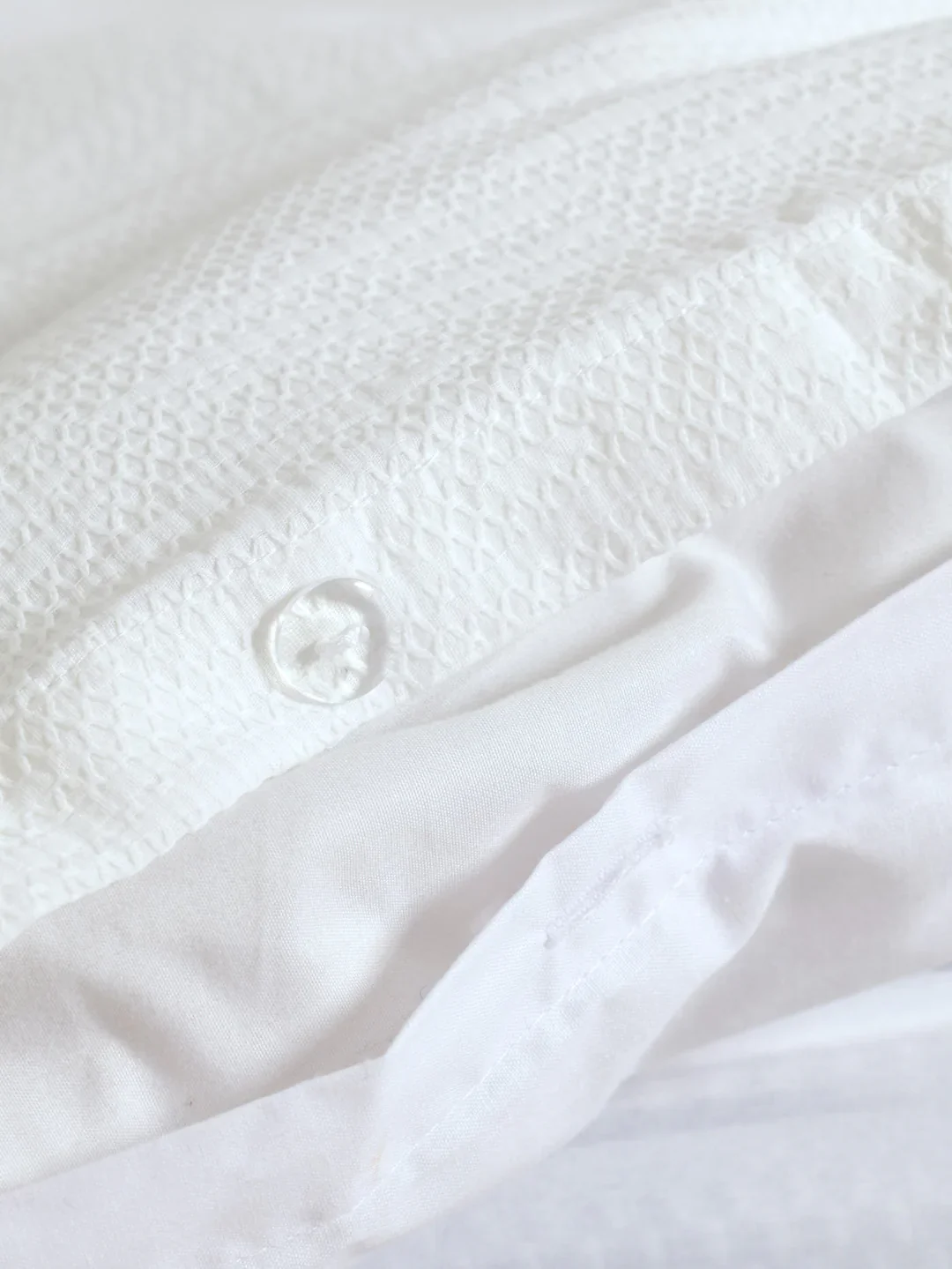 Cotton Fine Waffle Duvet Cover - White - Image 3
