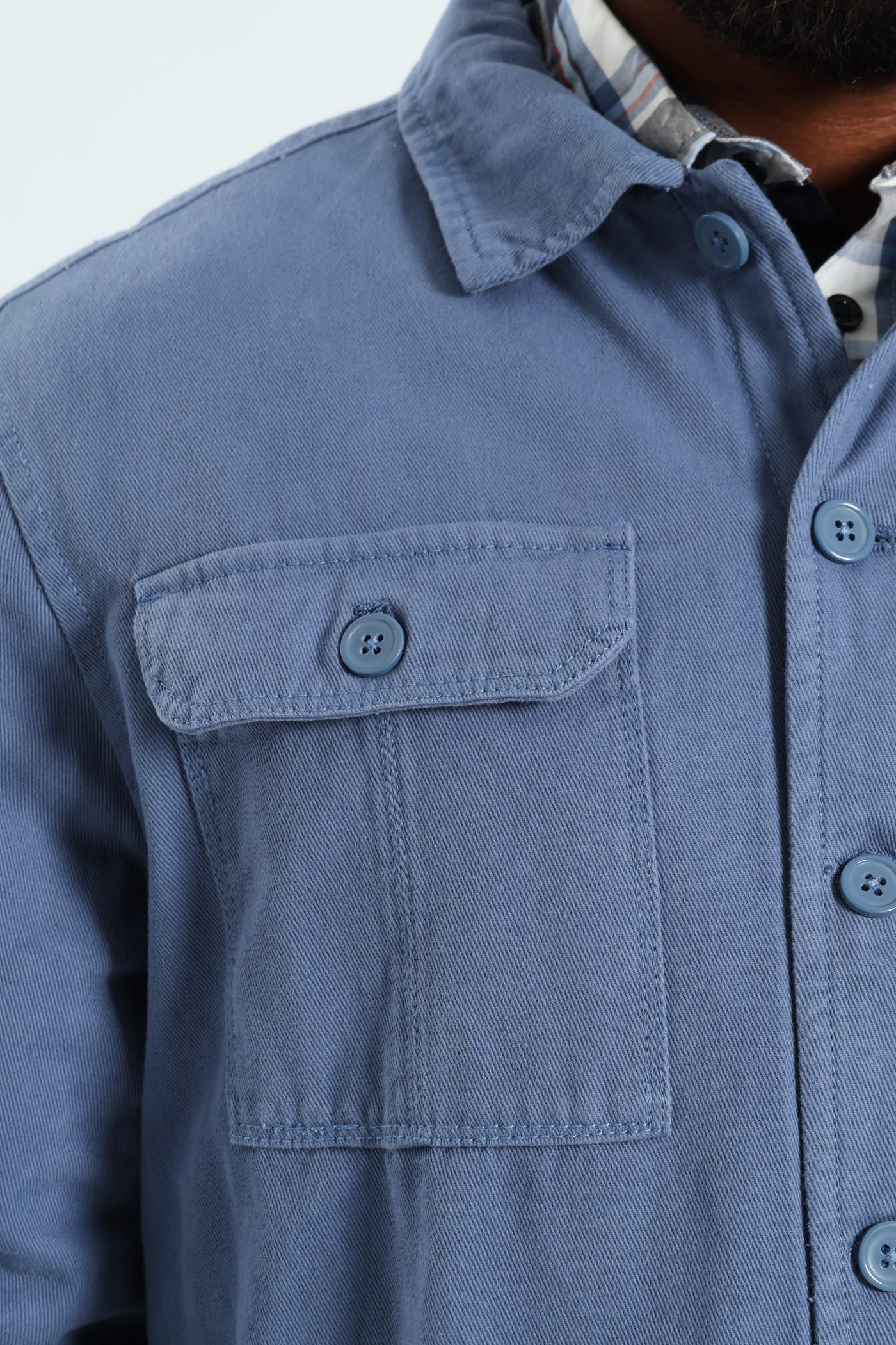 Cotton Flap Pocket Shacket - Steel Blue - Image 5