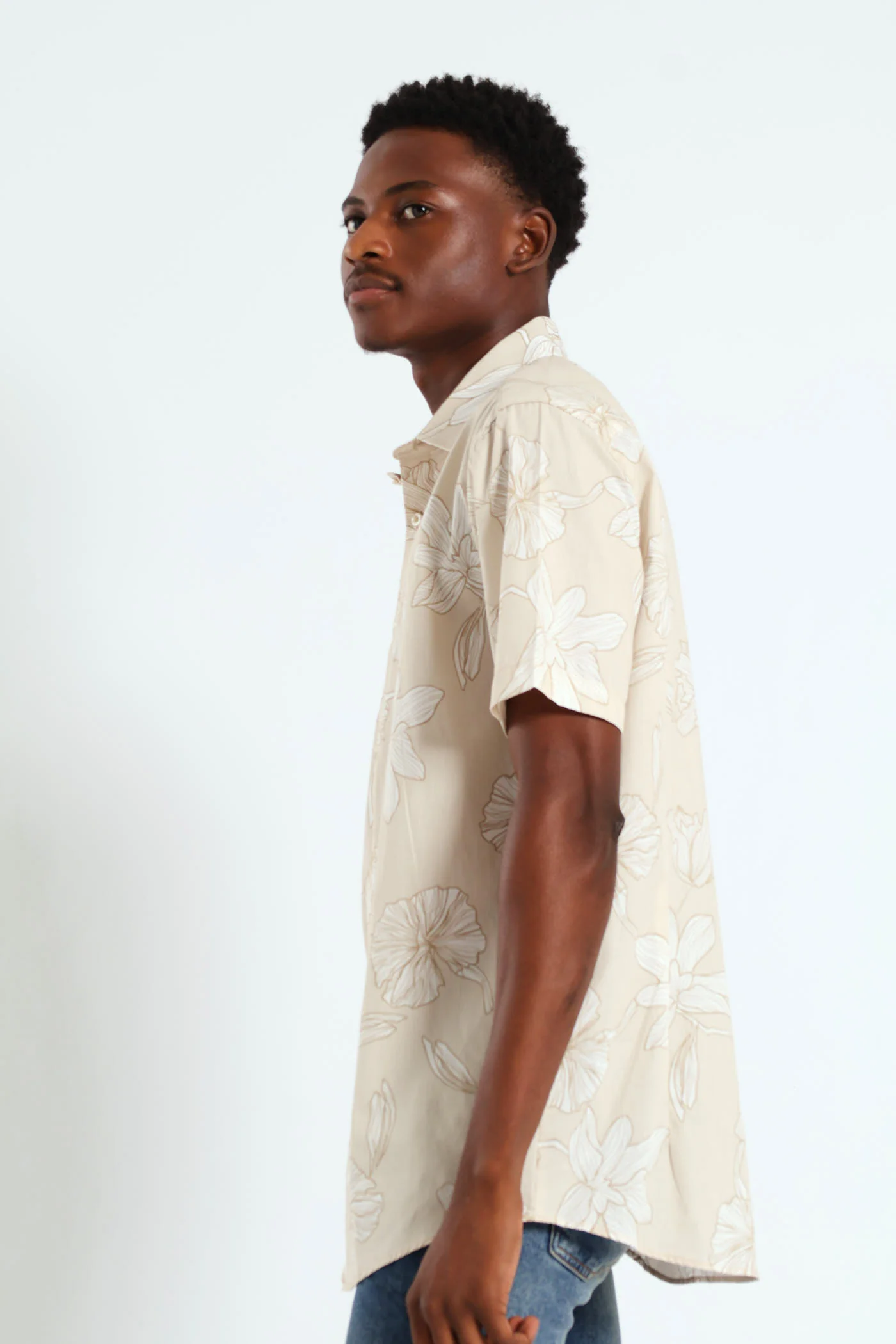 Cotton Floral Shirt - Beige/Cream - Image 2