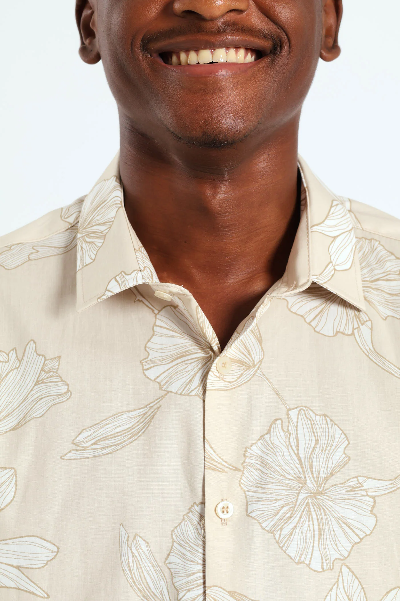 Cotton Floral Shirt - Beige/Cream - Image 4