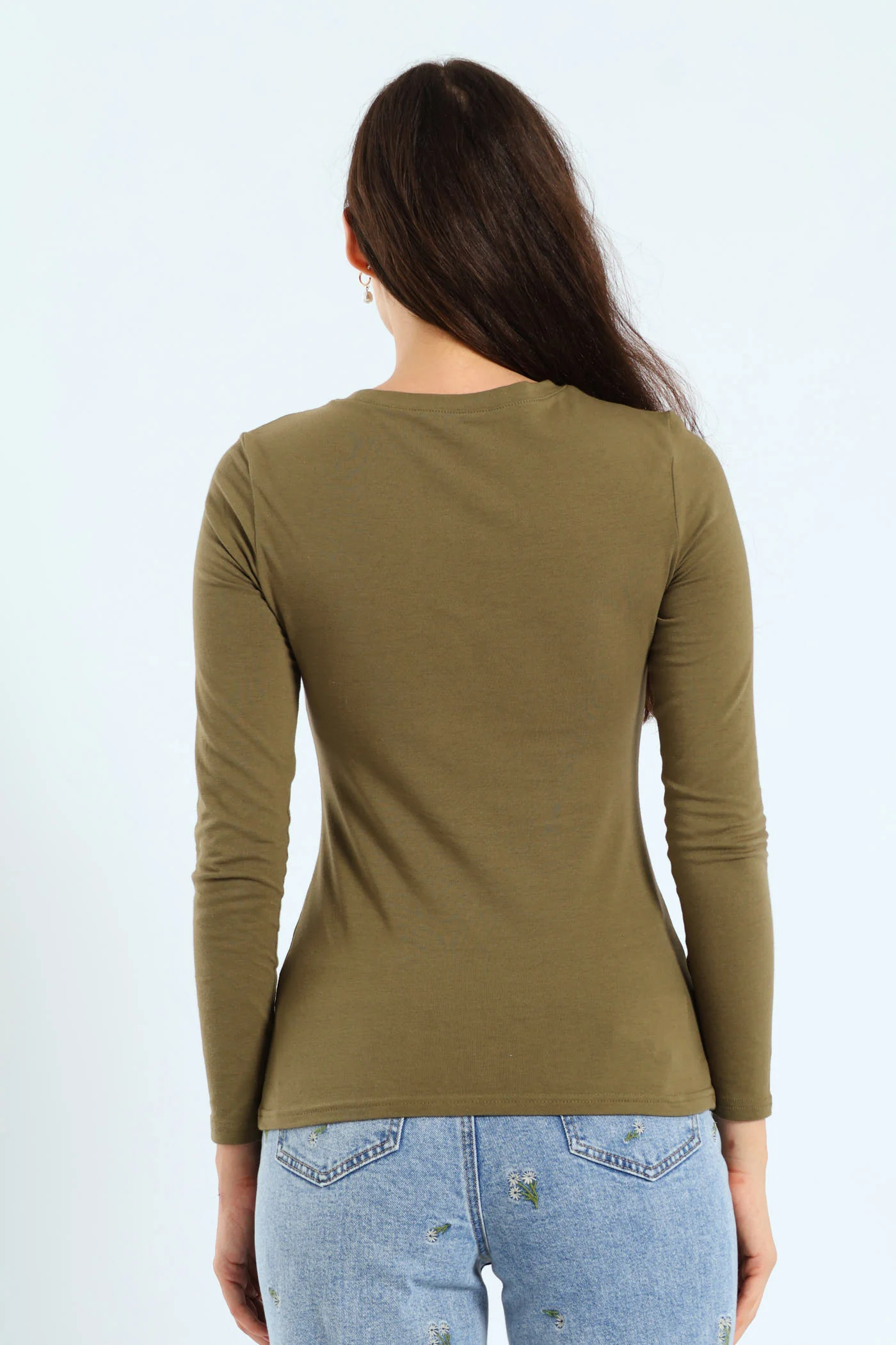 Cotton Lycra Crew Top - Fatigue - Image 2