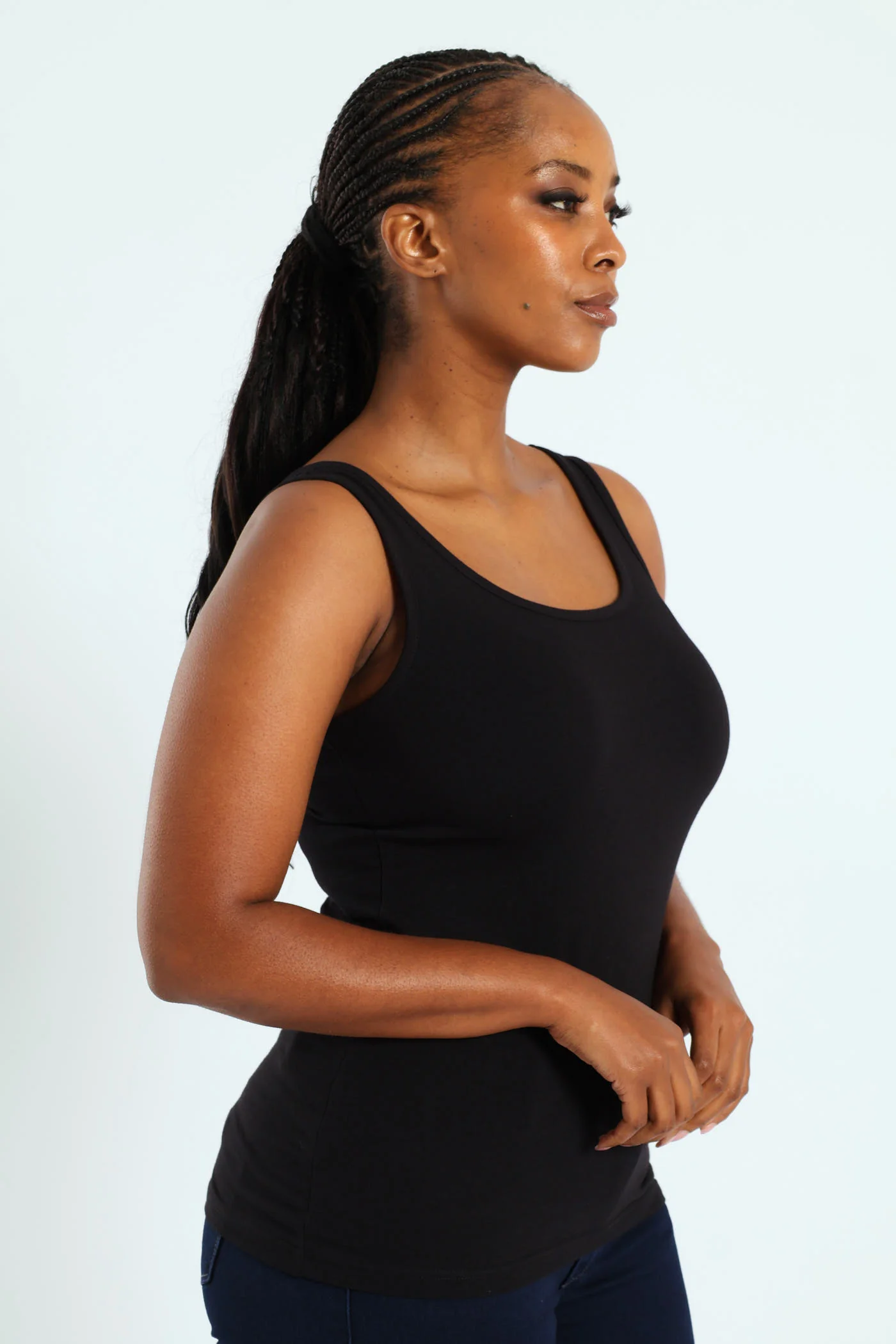 Cotton Lycra Tank Top - Black - Image 2