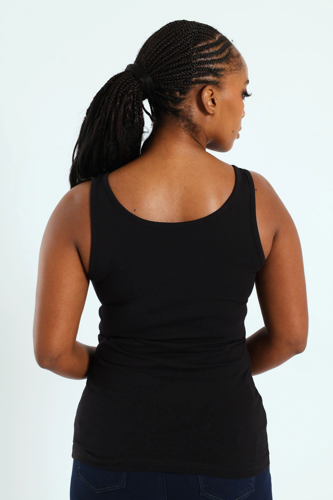 Cotton Lycra Tank Top - Black - Image 3