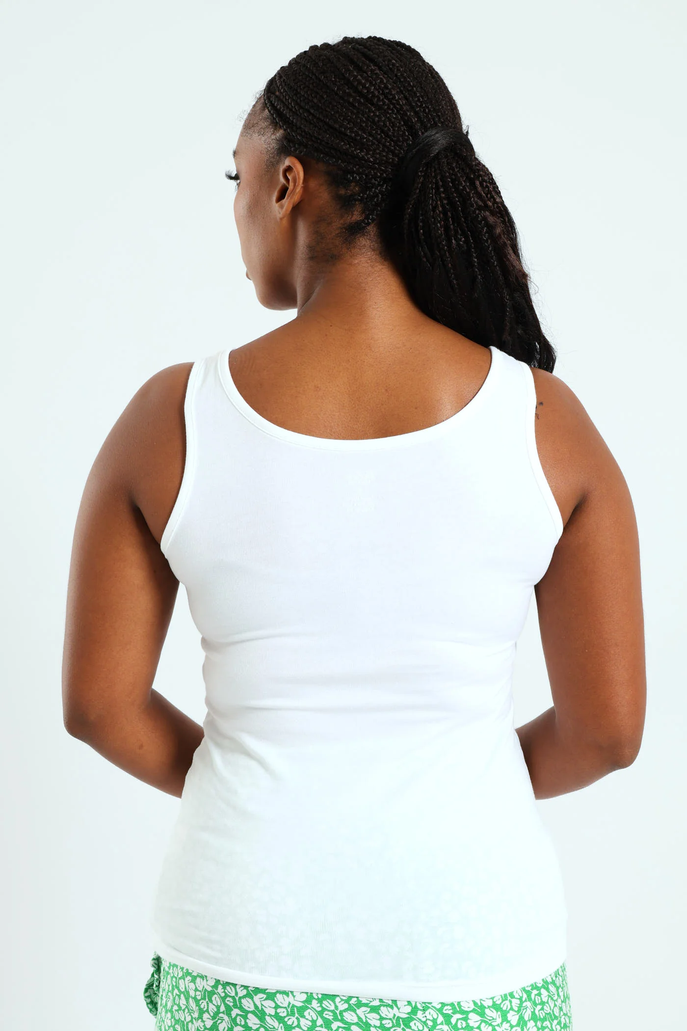 Cotton Lycra Tank Top - White - Image 3