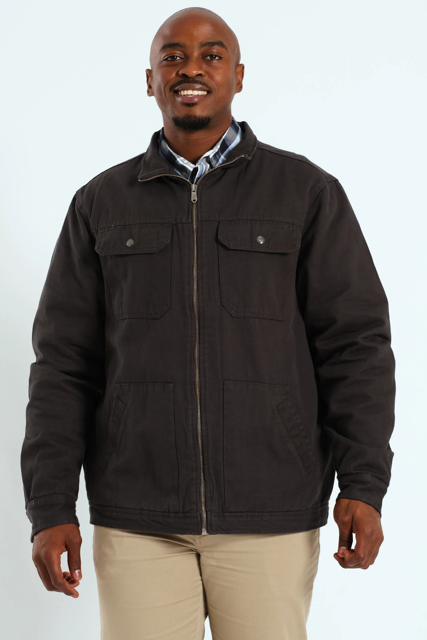Cotton Trucker Jacket - Charcoal - Image 2