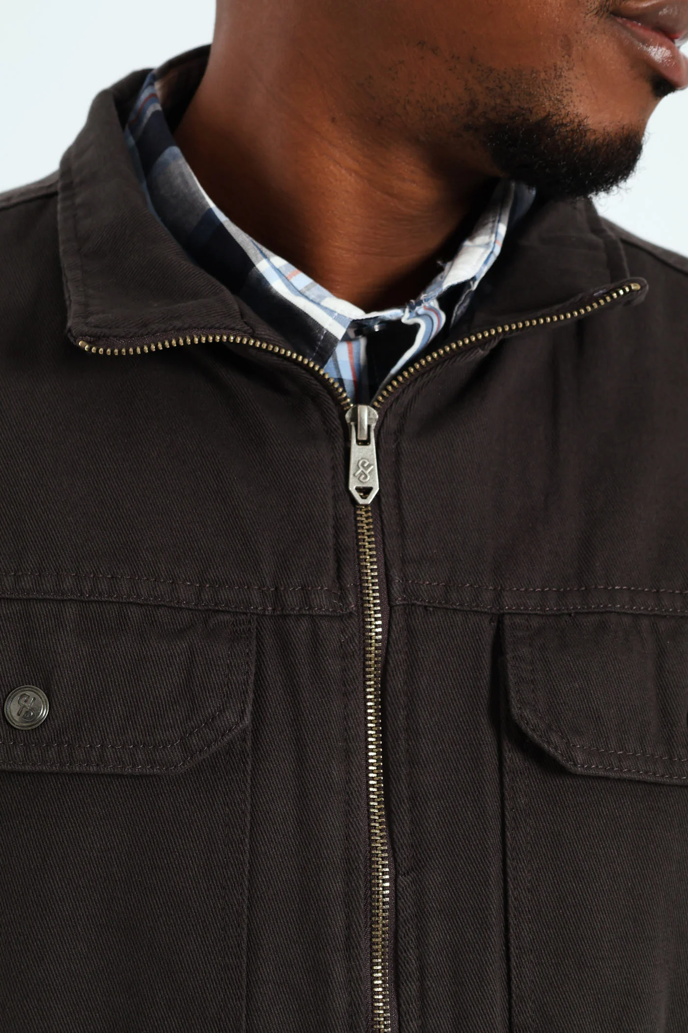 Cotton Trucker Jacket - Charcoal - Image 5