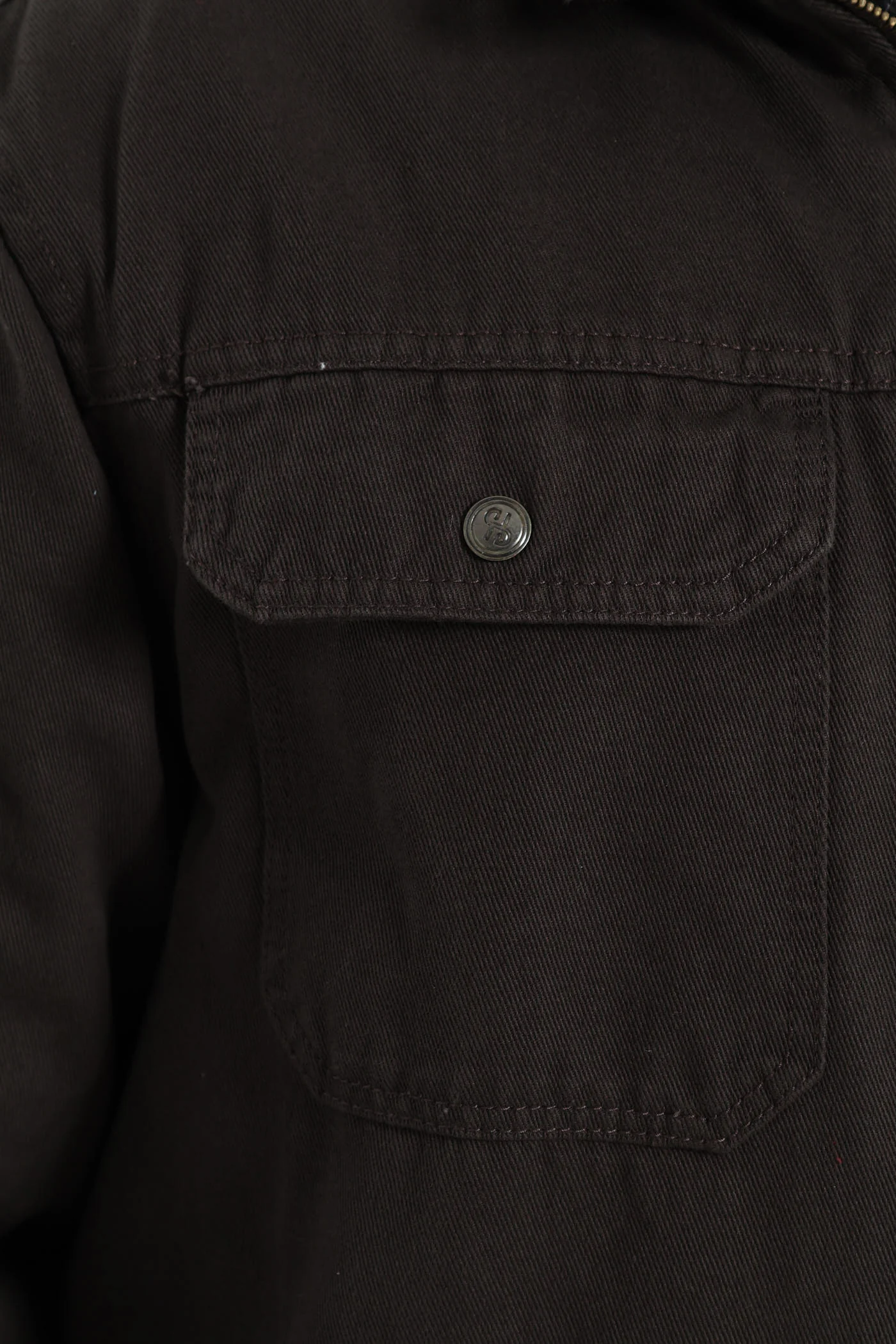 Cotton Trucker Jacket - Charcoal - Image 6