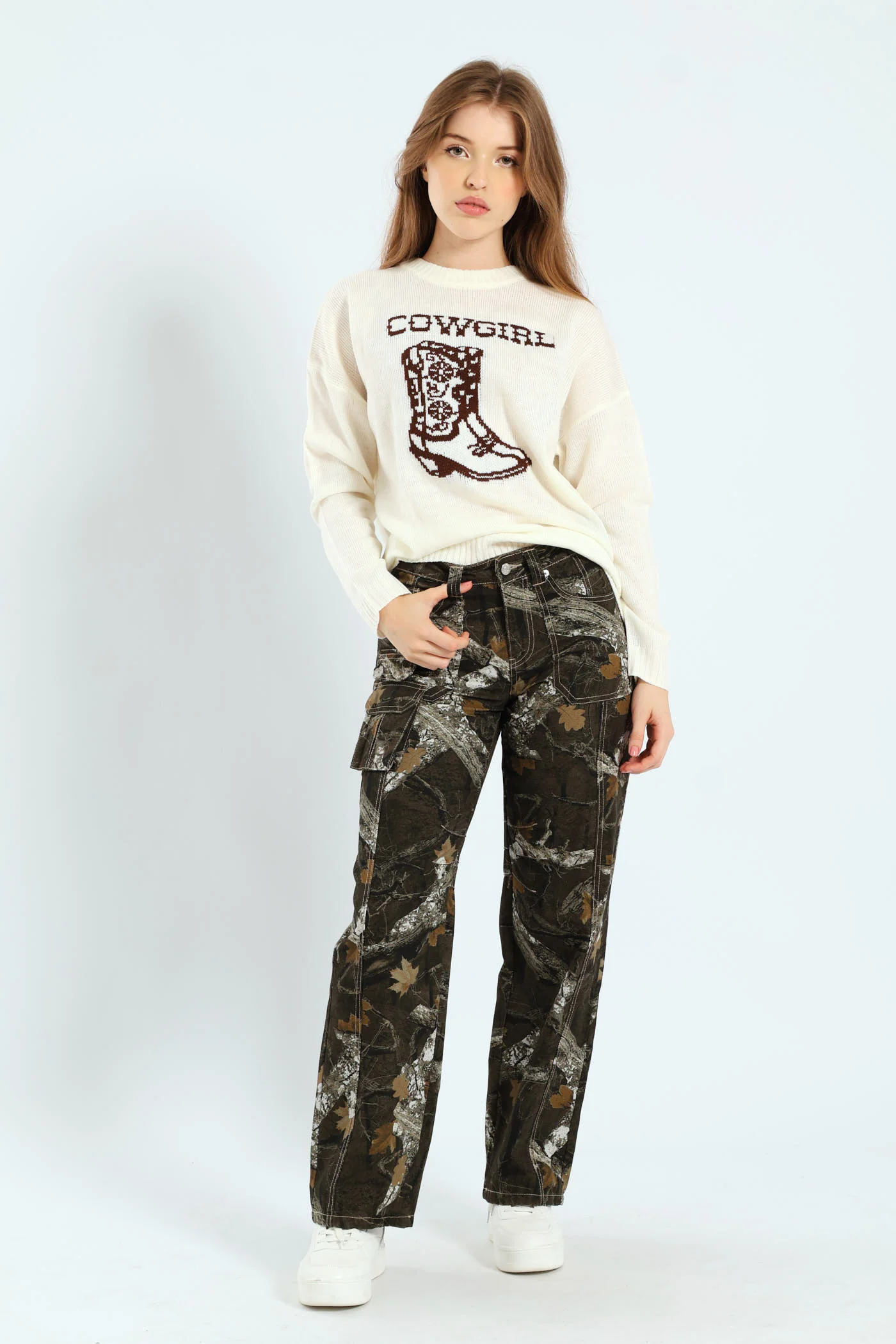 Cowgirl Graphic Sweater - White - Image 2