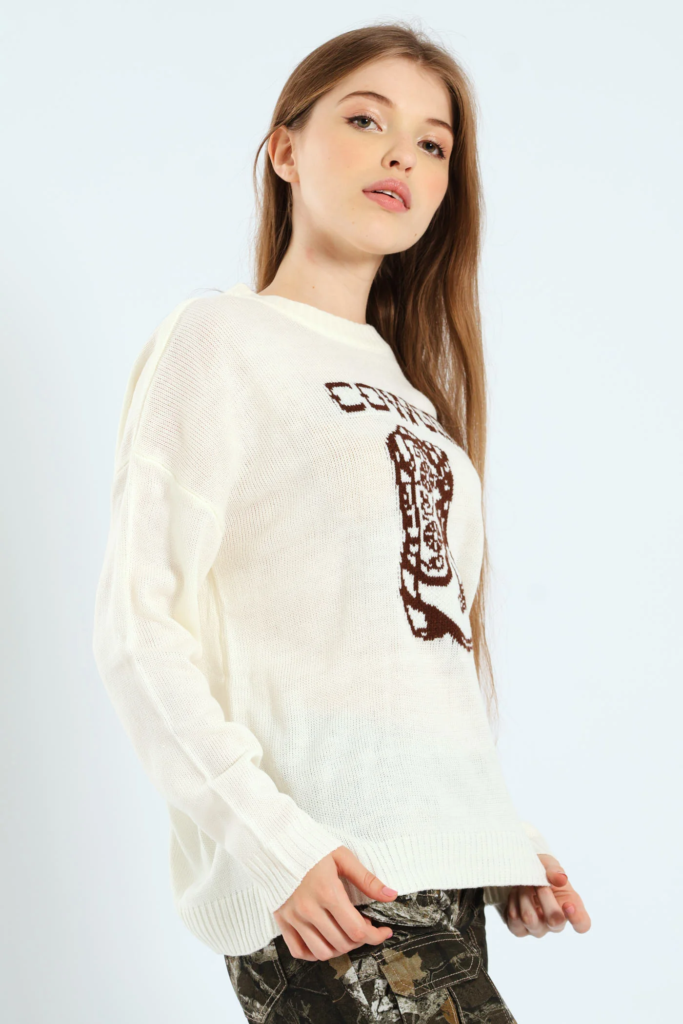 Cowgirl Graphic Sweater - White - Image 5