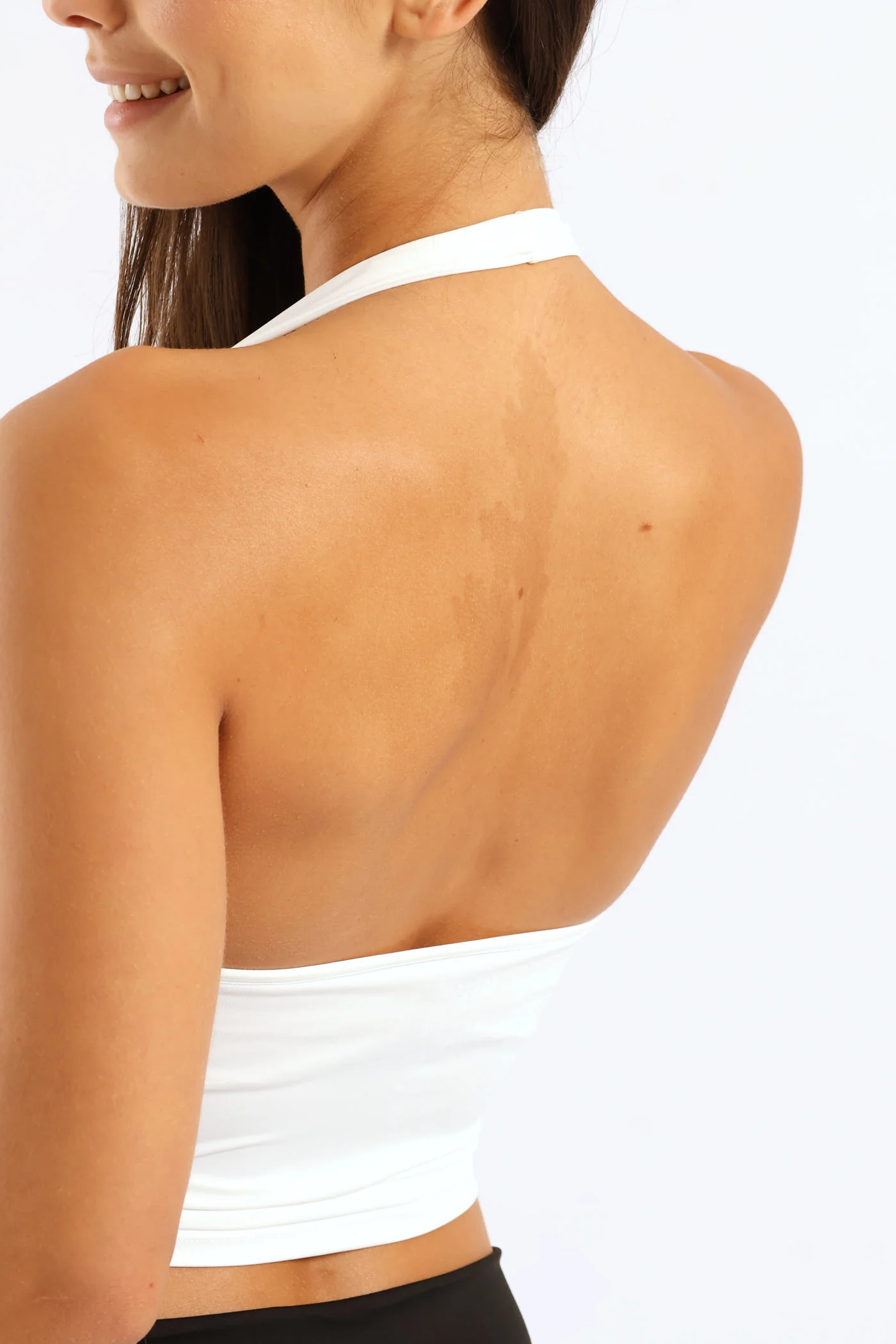 Cowl Neck Polyamide Halter Top - Off White - Image 2