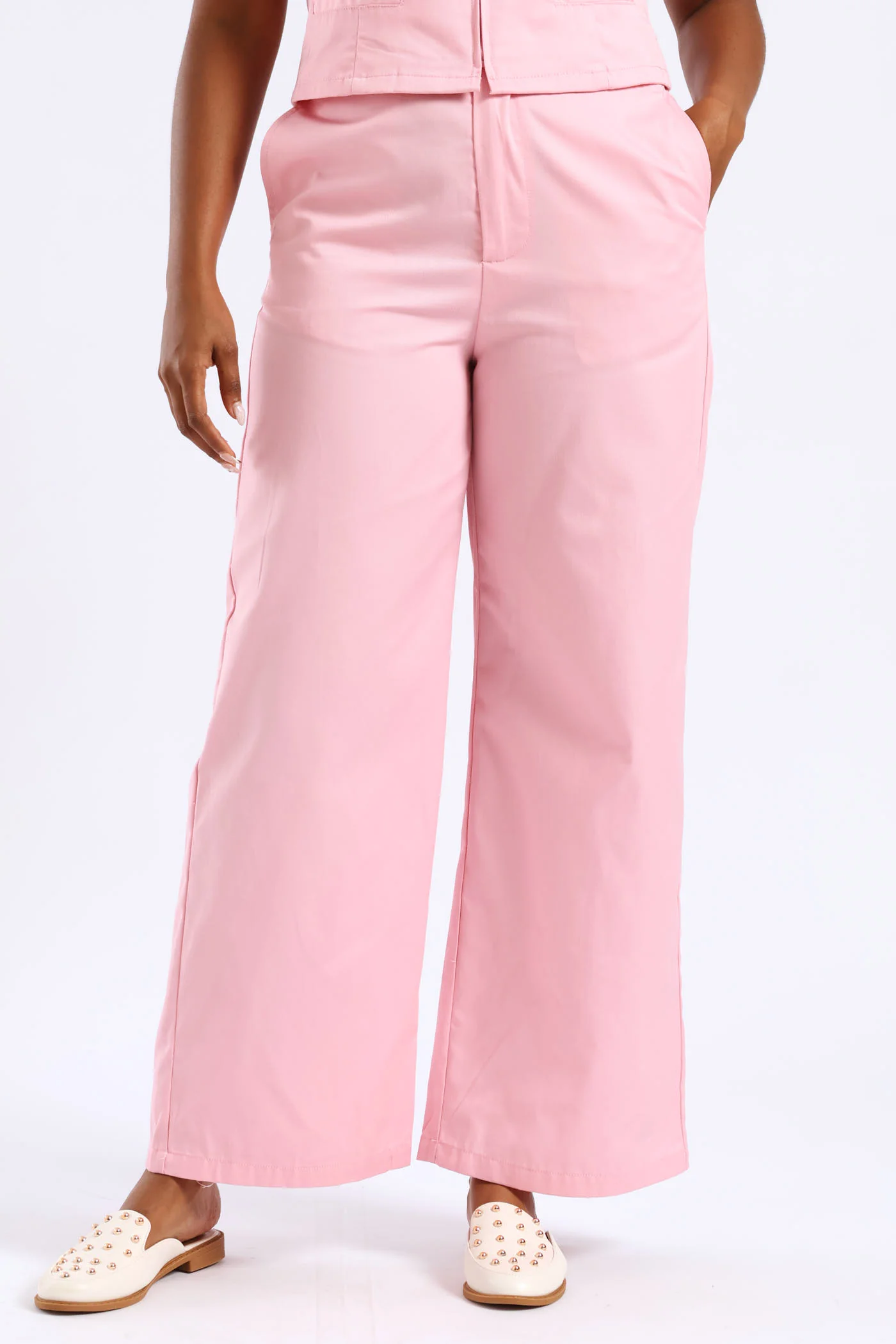 Crease Front Wide Leg Pant - Candy Pink - Image 2