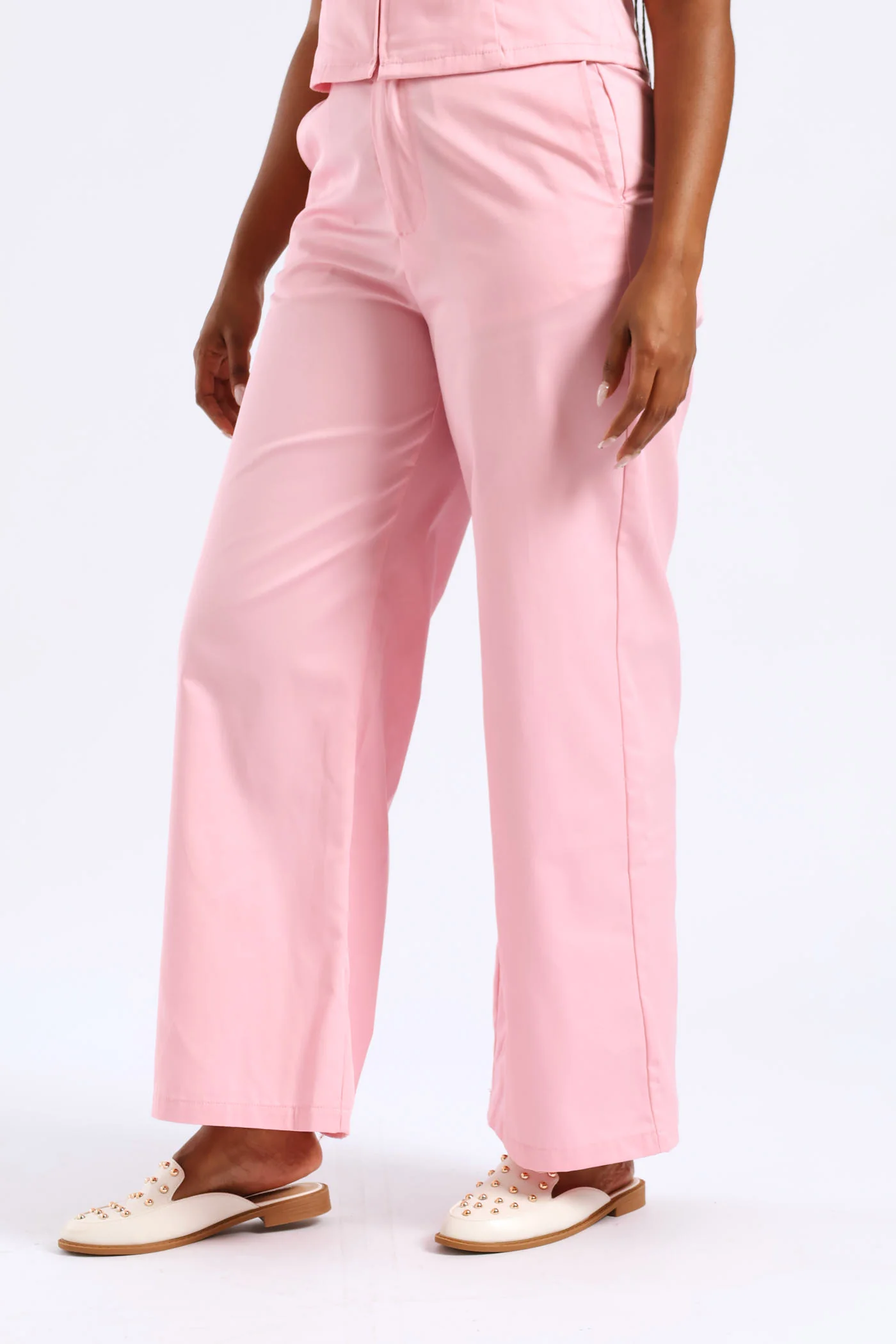 Crease Front Wide Leg Pant - Candy Pink - Image 3