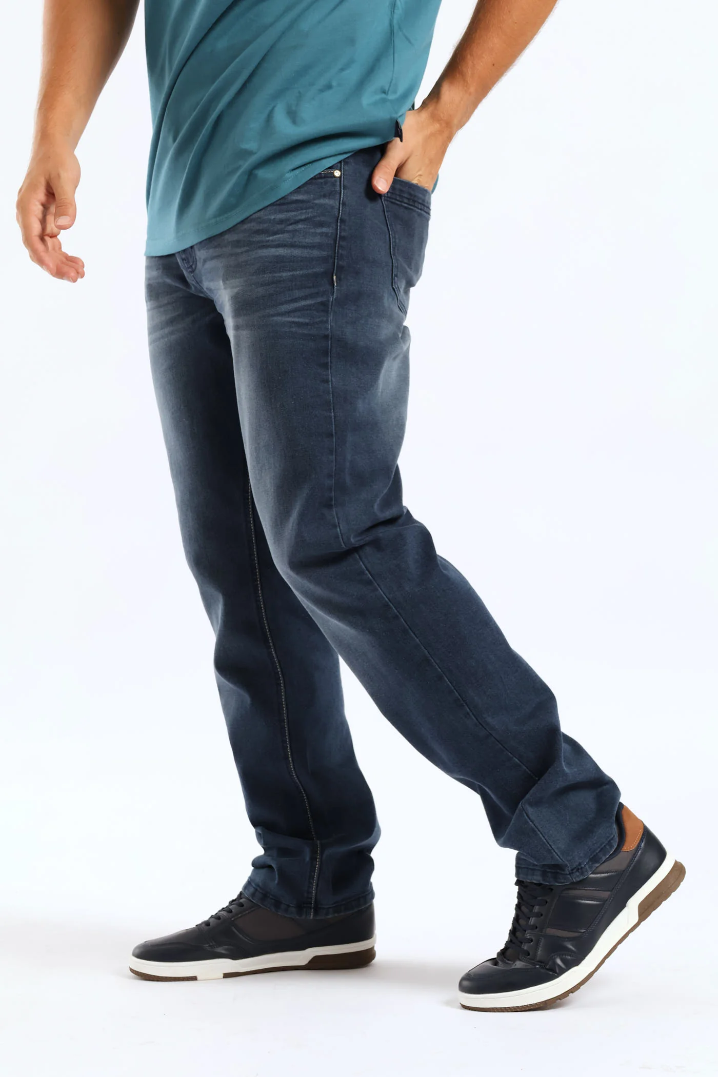 Creased Straight Denim - Black/Blue - Image 2