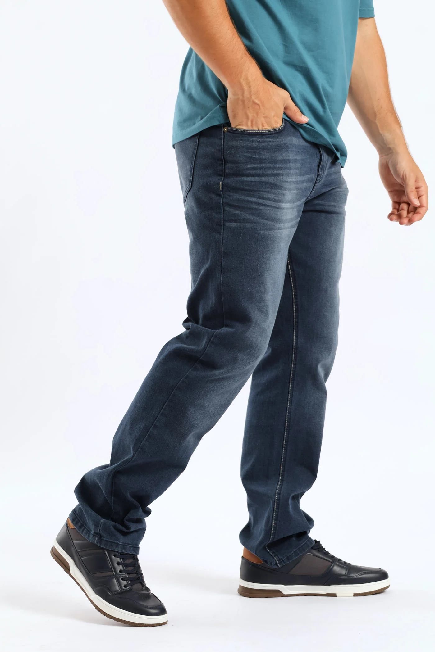 Creased Straight Denim - Black/Blue - Image 3