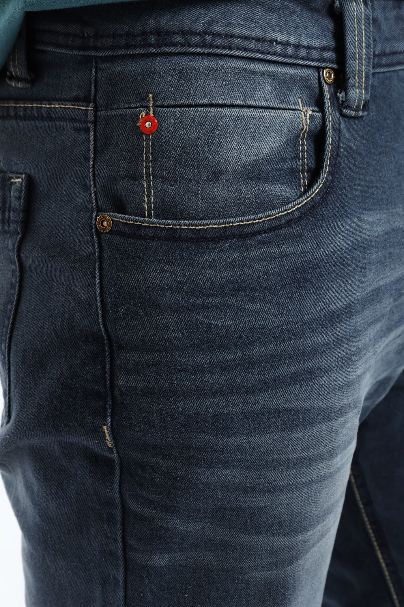 Creased Straight Denim - Black/Blue - Image 5