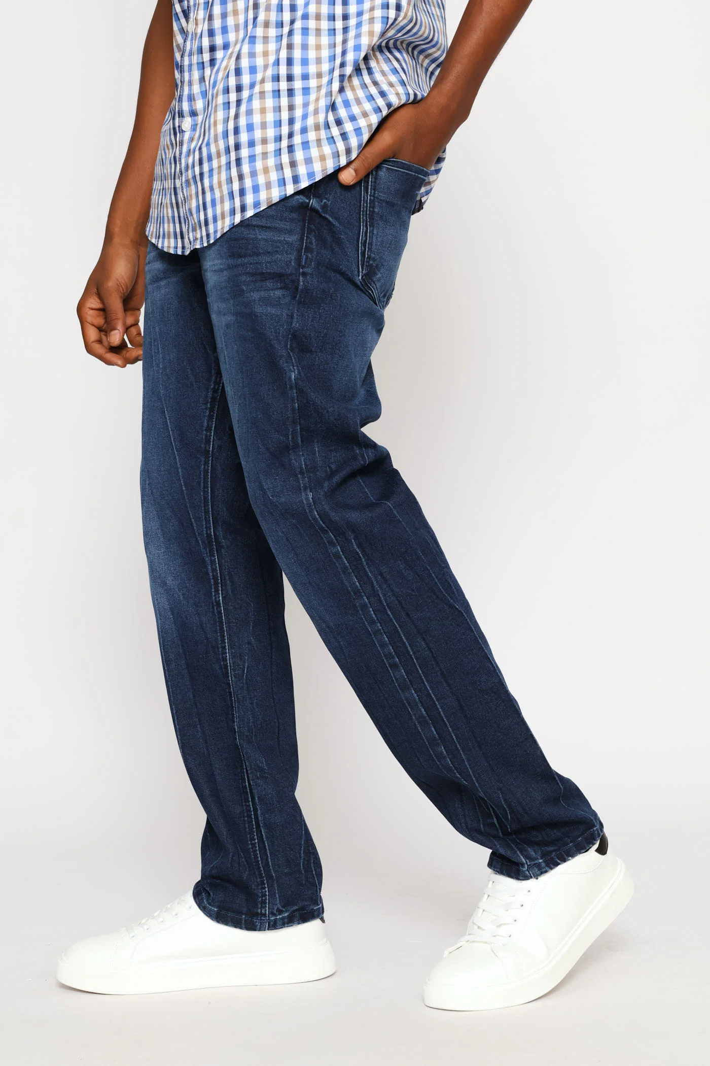 Creased Straight Jean - Dark Wash - Image 3
