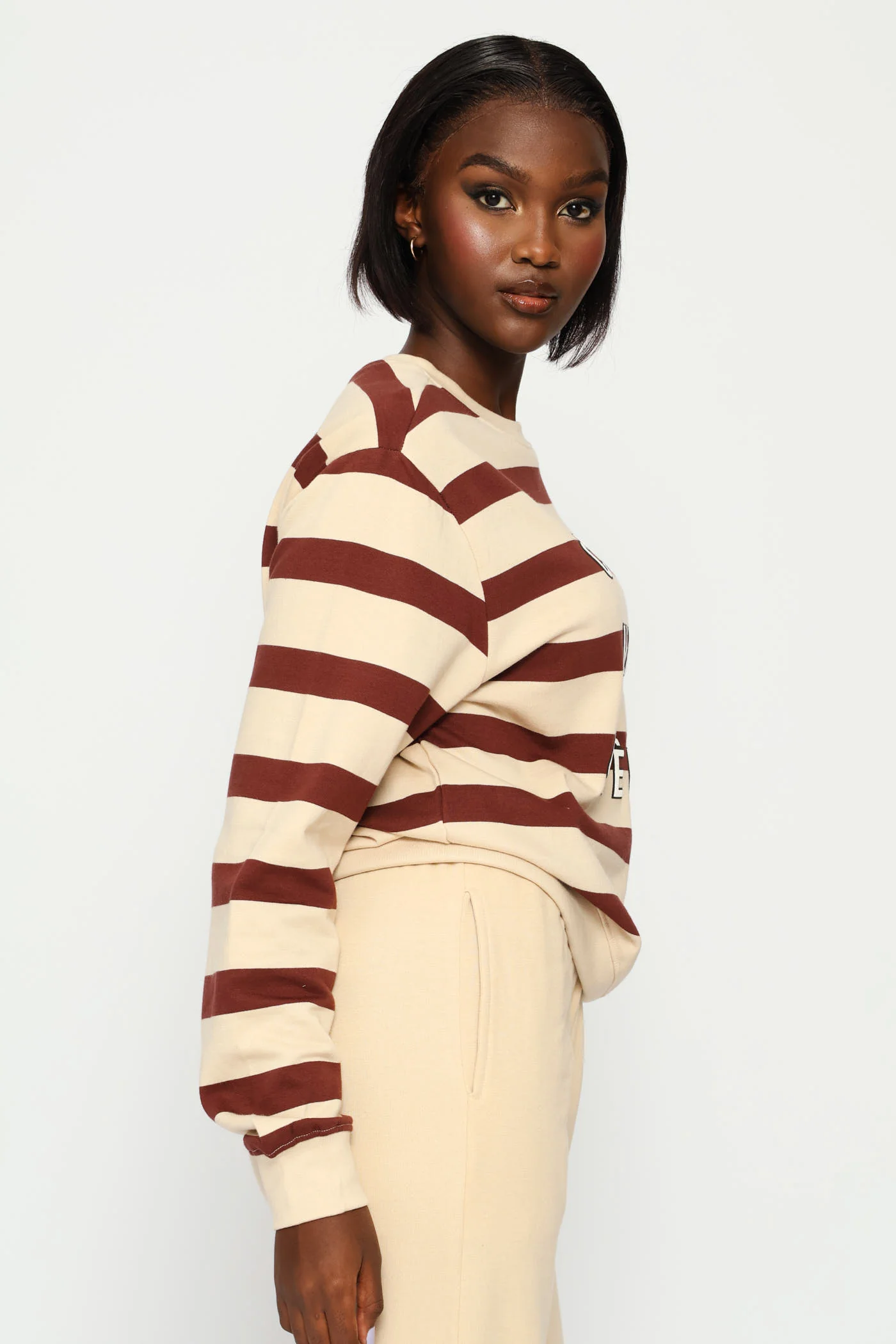 Crème De La Crème Puff Print Stripe Pullover - Dark Chocolate/Fawn - Image 3