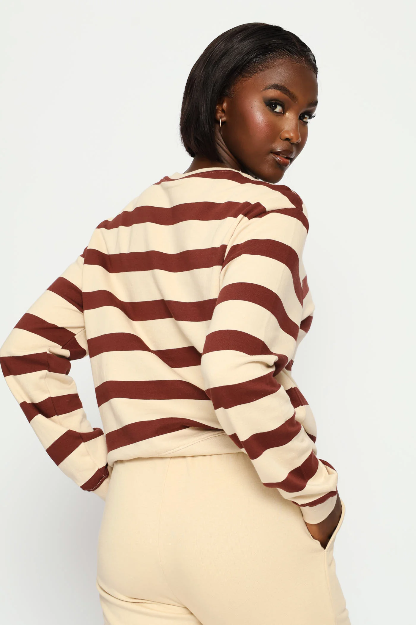 Crème De La Crème Puff Print Stripe Pullover - Dark Chocolate/Fawn - Image 4