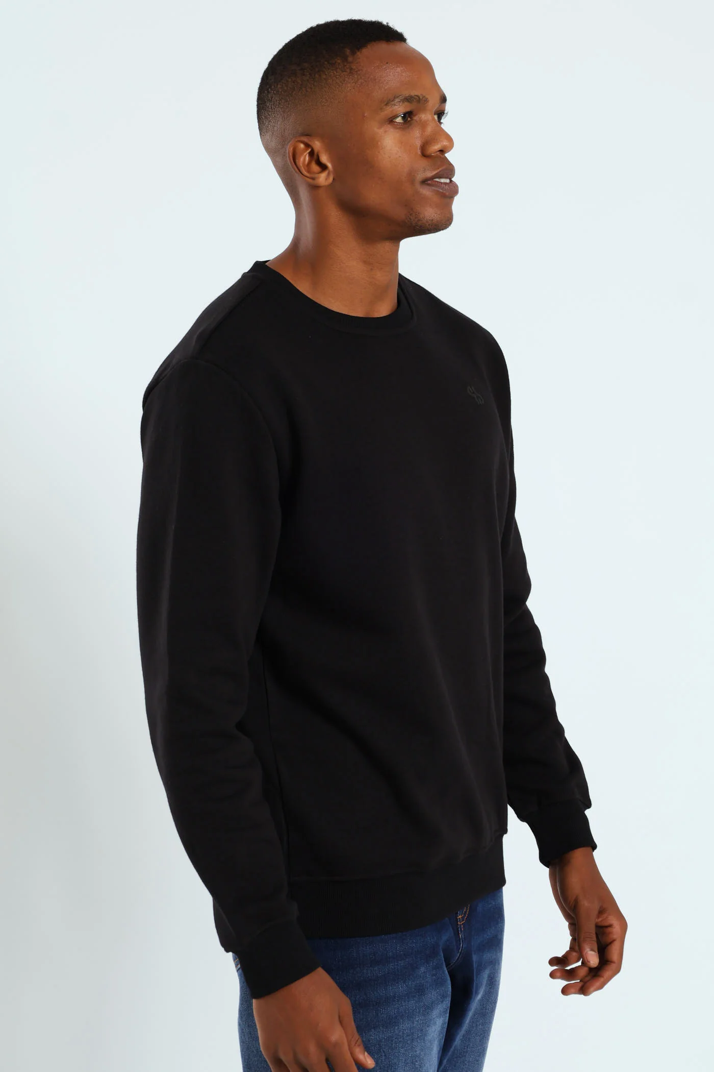 Crew Fleece Sweat Top - Black - Image 3
